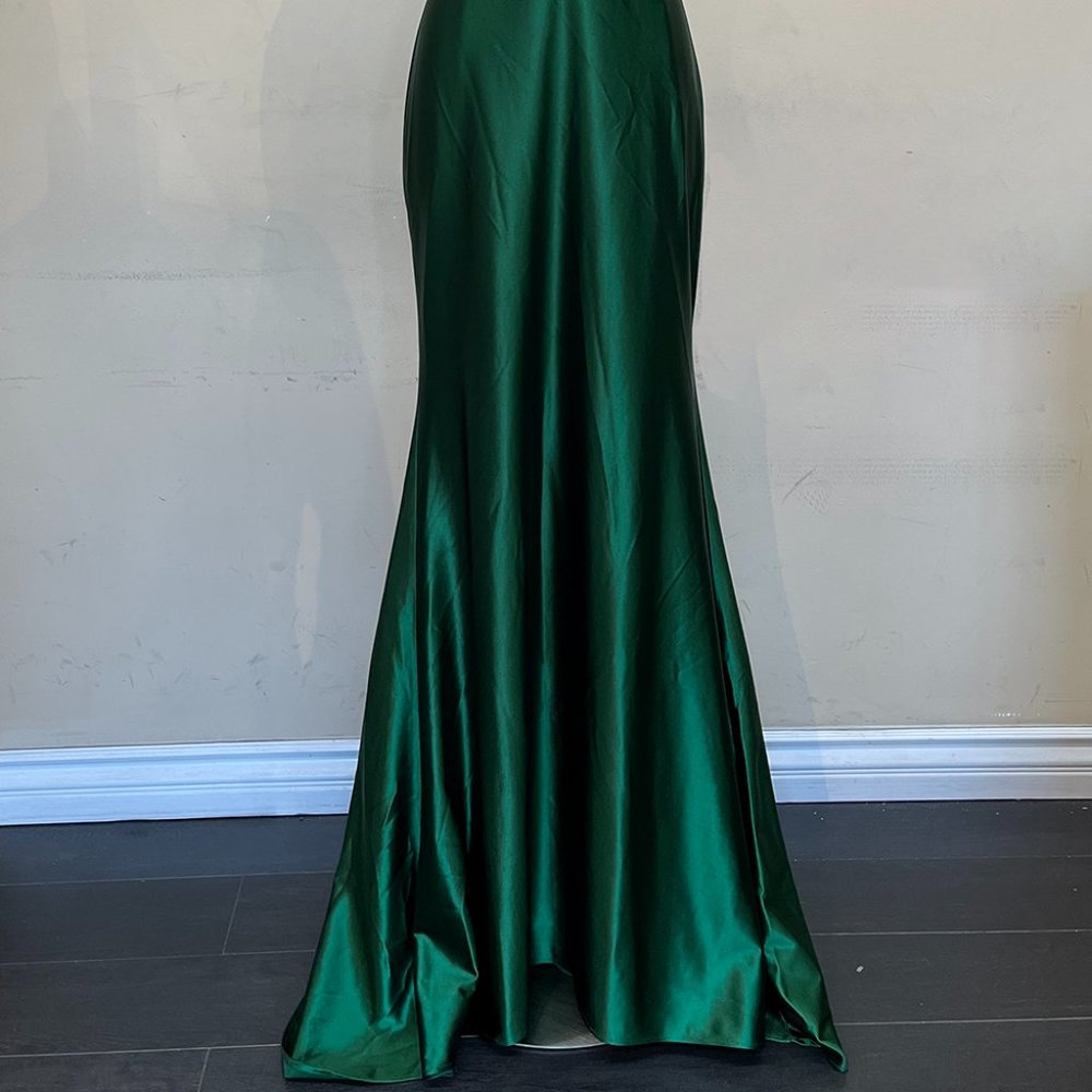 NEW EMERALD LONG SHEATH SLEEVELESS DRESS WITH DEEP NECKLINE & ZIPPER BACK AC5039 - Picture 4 of 8